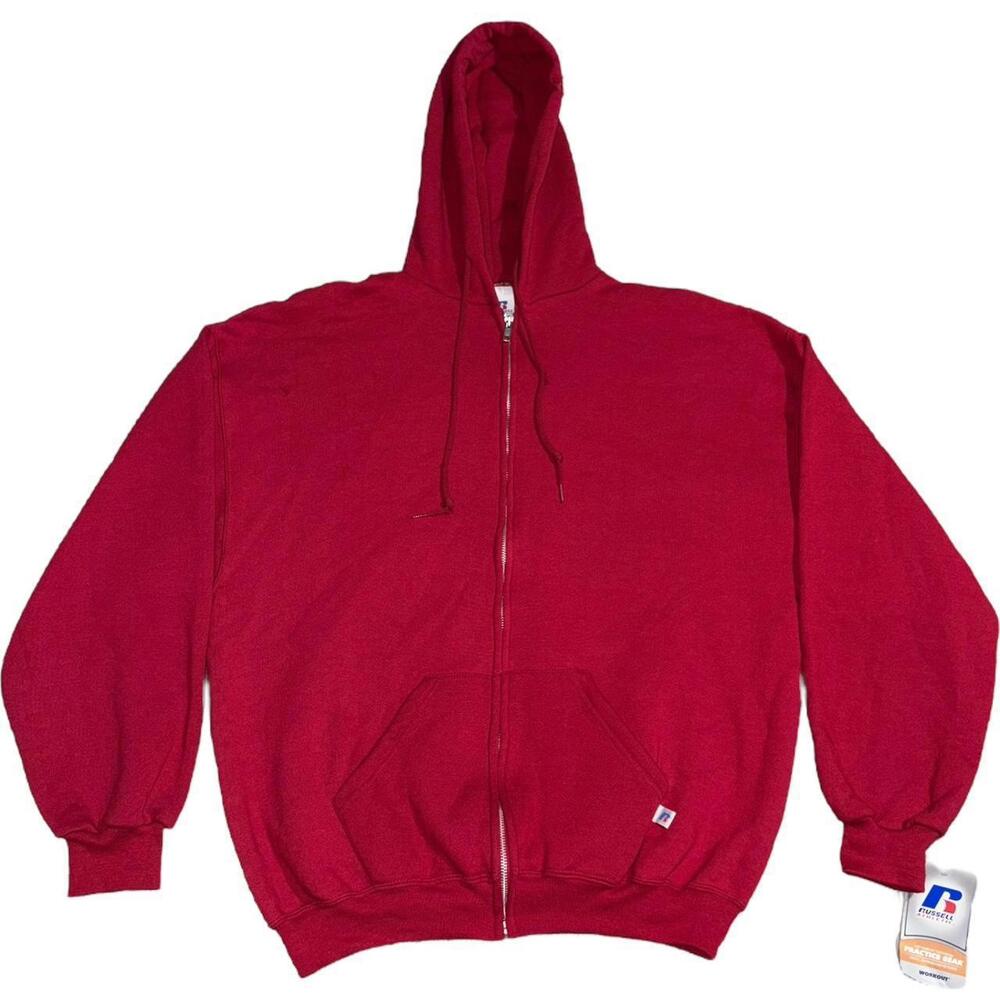 Vintage NWT Russell Athletic full zip hoodie Cardinal Red Maroon Burgundy red